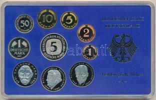 NSZK 1997J 1pf-5M (10xklf) forgalmi sor műanyag dísztokban, külső karton tokkal T:PP 
FRG 1997J 1 P...