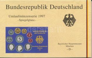 NSZK 1997D 1pf-5M (10xklf) forgalmi sor műanyag dísztokban, külső karton tokkal T:PP  FRG 1997D 1 Pfennig - 5 Mark (10xdiff) coin set in plastic case with cardboard outer case C:PP