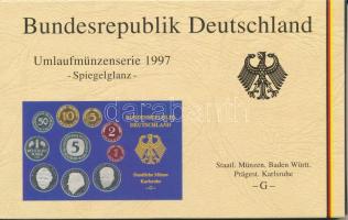 NSZK 1997G 1pf-5M (10xklf) forgalmi sor műanyag dísztokban, külső karton tokkal T:PP  FRG 1997G 1 Pfennig - 5 Mark (10xdiff) coin set in plastic case with cardboard outer case C:PP