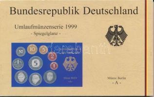 NSZK 1999A 1pf-5M (10xklf) forgalmi sor műanyag dísztokban, külső karton tokkal T:PP  FRG 1999A 1 Pfennig - 5 Mark (10xdiff) coin set in plastic case with cardboard outer case C:PP