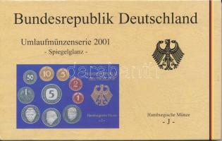 NSZK 2001J 1pf-5M (10xklf) forgalmi sor műanyag dísztokban, külső karton tokkal T:PP  FRG 2001J 1 Pfennig - 5 Mark (10xdiff) coin set in plastic case with cardboard outer case C:PP