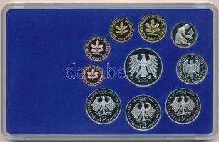 NSZK 2001J 1pf-5M (10xklf) forgalmi sor műanyag dísztokban, külső karton tokkal T:PP 
FRG 2001J 1 P...