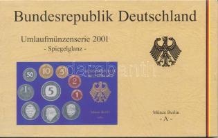 NSZK 2001A 1pf-5M (10xklf) forgalmi sor műanyag dísztokban, külső karton tokkal T:PP  FRG 2001A 1 Pfennig - 5 Mark (10xdiff) coin set in plastic case with cardboard outer case C:PP