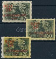 1945 Béke 3P/20f halvány alapnyomattal, elcsúszott alapnyomattal + támpéldány