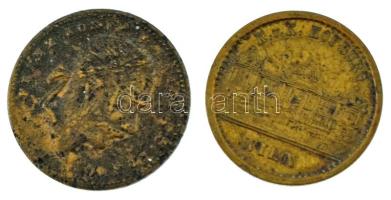 Osztrák-Magyar Monarchia ~1910. "Ferenc József / Hofburg Bécs" bronz zseton (16mm) + "...