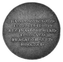 Habsburg Birodalom 1791. "Mária Ludovika prágai koronázása" Ag koronázási zseton. "MA...