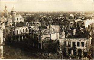 Giurgiu, Gyurgyevó, Gyurgyó; Első világháborús pusztítás utáni látkép, régi ortodox templom / WWI military destructions, old Orthodox church. photo (fl)