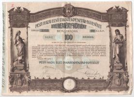 Budapest 1906. "Pesti Hazai Első Takarékpénztár-Egyesület" nyereménykötvénye 100K-ról (2x)...