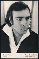 Giacomo Aragall (1939- ) spanyol operaénekes (tenor) autográf dedikációja őt ábrázoló kép hátoldalán...