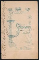 1905 Férfiportré, keményhátú fotó, a verzón ajándékozási sorokkal ("Emlékül édes Korvintól. Bud...