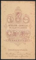 cca 1880 Fiatal lány portréja, vizitkártya Asbóth Kamilla (1838-1908) nagyszebeni (Hermannstadt / Si...