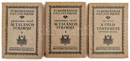 3 db könyv - Cholnoky Jenő: Általános földrajz I-II. + Gaál István: A Föld története. Történelmi geológia. Pécs-Budapest, 1923, Danubia. Kiadói papírkötés, kopottas állapotban.