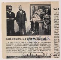 Philipp Clarisse: Czóbel. Bp., 1973, Corvina. Beragasztott újságkivágáson Czóbel és Kratochwill Mimi...