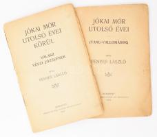 Fényes László 2 munkája: Jókai Mór utolsó évei körül. Válasz Vészi Józsefnek. Bp.,1904, Lipinszky és Társa. 31 p. Jókai mór utolsó évei. 29p. Kiadói papírkötés, kissé sérült,