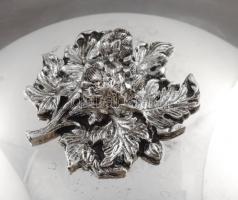 Pyrex Corning exkluzív, ezüstözött szervírozó tál, üveg betéttel d: 36 cm