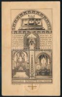 cca 1920-1930? St. Bernadette ruhaereklyéje szentképen, rajta a lourdesi kápolna belsejével, a hátoldalon későbbi (1943-as) ceruzás bejegyzésekkel./   cca 1920-1930? St. Bernadette relic cloth on holycard, with the Lourdes Chapel on the card, with autograph notices on the back (1943.)