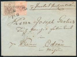 1855 3kr + 6kr HP III, az utóbbi finom nyomat, 2 x CSÁKTORNYA - Odrau