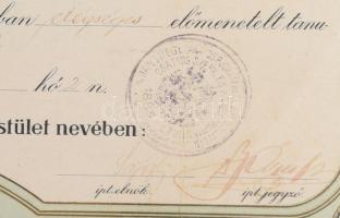 Segédlevél. A Budapesti Egyesült Lakatos Stb. Ipartestület nevében kiállított, színes kőnyomatú okle...