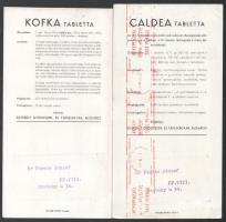 cca 1960 Caldea és Kofka tabletta reklámlapok (2 db), 20,5x10,5 cm