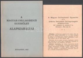 1947 A Magyar Csillagászati Egyesület alapszabályai. Bp., Globus-ny., 20 p. + A Magyar Csillagászati Egyesület és az Uránia Bemutató Csillagvizsgáló programmja 1947. szept. 20-dec. 31-ig