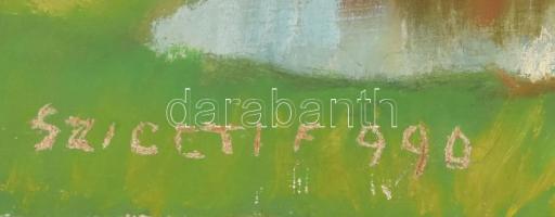 Szigeti F jelzéssel: Fácánok. Olaj, farost. 27x45 cm