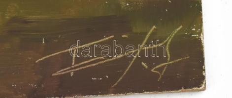 Olvashatatlan jelzéssel: Hajó. Olaj, farost. 26x42 cm