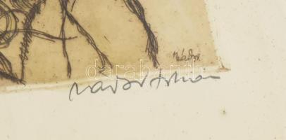 Zádor István (1882-1963): Pipázó férfi portréja, színezett rézkarc, papír, jelzett, kissé foltos, sé...