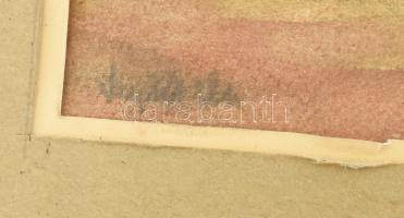 Lipták Mihály (-): Nagybörzsönyi táj. Akvarell, papír, fakeretben, 23×33 cm