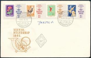 1965 Bélyegnap négyescsík FDC-n, Vertel József aláírásával