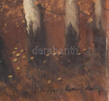 Olvashatatlan jelzéssel, XX. sz. első fele-közepe: Szarvasbőgés. Olaj, vászon. 60×80 cm