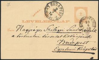 1879 2kr díjjegyes levelezőlap &quot;CSICSÓKERESZTÚR&quot; - Budapest