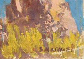 S. Magyar jelzéssel: Tengerparti sziklák. OIaj, vászon, felületi sérülésekkel. 60×50 cm