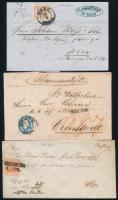 1850-1861 3 db klasszikus levél &quot;PRESZBURG&quot;, &quot;RAAB&quot;, &quot;PESTH / Abends&quot;