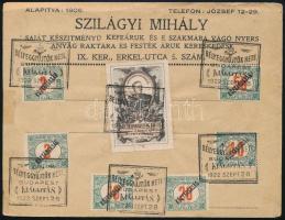 1922 Céges borítékon 6 db Köztársaság portó bélyeg és 1 db levélzáró &quot;BÉLYEGGYŰJTŐK HETE&quot; alkalmi bélyegzéssel