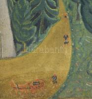 Jelzés nélkül, magyar festő, XX. sz.: Fantázia táj. OIaj, vászon. Proveniencia: Saphier-gyűjtemény. ...