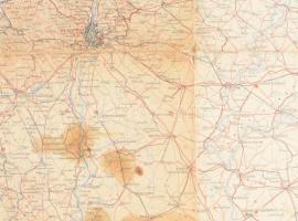 1939 Csonka-Magyarország áttekintő térképe, M. Kir. Honvéd Térképészeti Intézet, 1:750 000, szakadás...