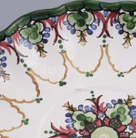 Turban német kézzel festett kerámia tányér jelzett, hibátlan d: 27 cm