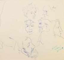 Olvashatatlan jelzéssel vagy jelzés nélkül: 8 db portré vázlatrajz. Klf. technikák, papír, 30x43 cm