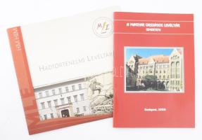 2 db kiadvány - Katona Csaba (összeáll.): A Magyar Országos Levéltár. Ismertető. Bp., 2000, MOL. Kiadói papírkötés, jó állapotban. + Dr. Farkas Gyöngyi: Hadtörténeti Levéltár. Bp., Magyar Levéltárosok Egyesülete. Kiadói papírkötés, jó állapotban.