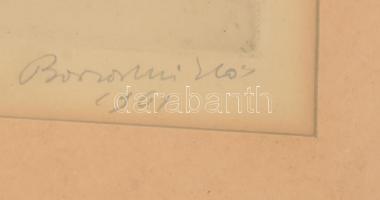 Borsos Miklós (1906-1990): Futtatás. Rézkarc, papír, jelzett, üvegezett fakeretben, 29×39 cm