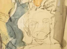 Maracskó Gabriella (1949-2023): Dobozba zárt társulat. Vegyes technika, papír, jelzett. Üvegezett fa...