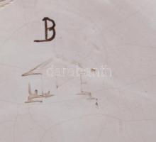 Habán fali dísztál, múzeumi másolat. Mázas kerámia, kézzel festett, hibátlan d: 24 cm