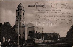 1907 Munkács, Mukacheve, Mukacevo; Görögkatolikus templom és a főgimnázium. Pannonia kiadása / Greek Catholic church, grammar school (EK)