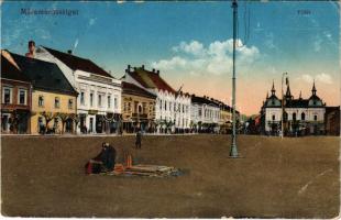 1916 Máramarossziget, Sighetu Marmatiei; Fő tér, piac, üzletek. Benkő Miklós kiadása / main square, market, shops (EK)