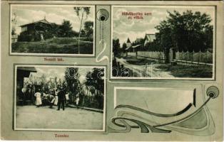 1913 Alsóörs, Neszti lak, Mihálkovics kert és villák, teniszpálya. Divald Károly Fia kiadása. Art Nouveau (fa)