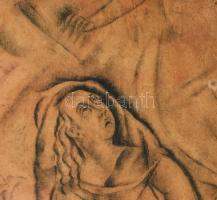 Hanna Melanie/Mela (1892-1973): Angyali üdvözlet. Szén, papír, jelezve jobbra lent. Javított. Üvegez...