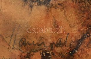 Hanna Melanie/Mela (1892-1973): Angyali üdvözlet. Szén, papír, jelezve jobbra lent. Javított. Üvegez...