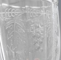 Szecessziós alpakka kínáló és kúrapohár, előbbi nem beleillő üvegbetéttel, fedéllel, 24x14 cm, m: 12...