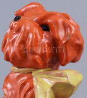 Art deco kutya figura. Mázas kerámia, jelzett, apró mázhibákkal 12 cm