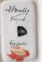 Kispesti porcelán tálka, egyedi kézi festéssel, jelzett, kopással 10x13 cm